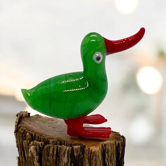 Miniature Art Glass Birds-Set of 4-Murano Style-Swan-Rooster-Duck-Pelican-VTG - Picture 4 of 5